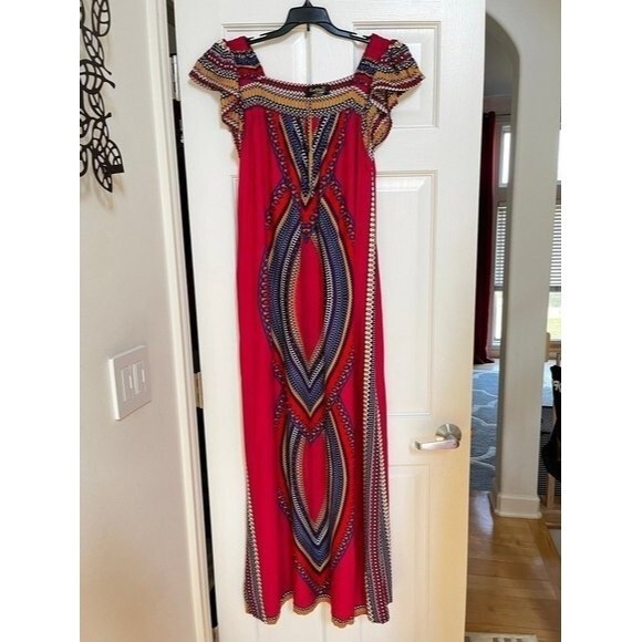 Kartika Batik Square Neck Bold Print Maxi Dress L NWT - Picture 4 of 9